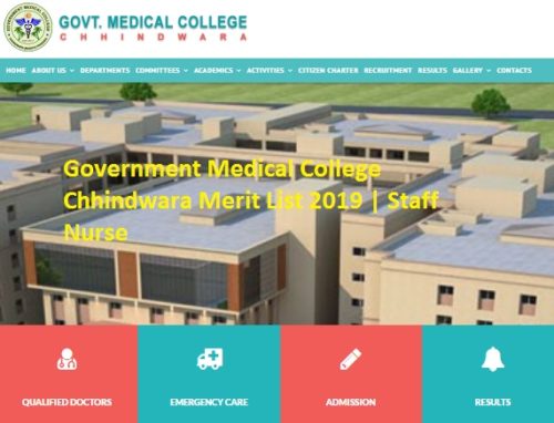 Government Medical College Chhindwara Merit List 2019 | Staff Nurse
