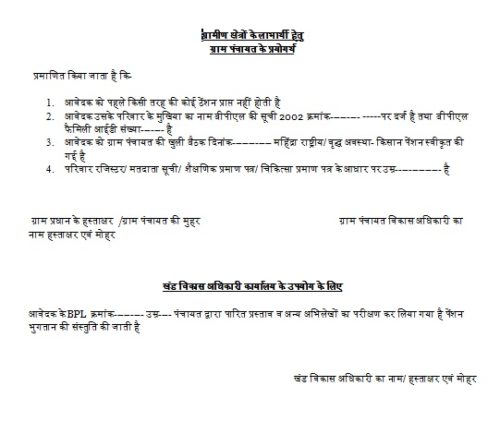Application for up Vridha pension