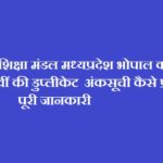 Mp Board Duplicate Marksheet Online Application Process in Hindi