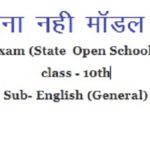 MPSOS Class 10th English Model Paper | MP State Open School Sample paper