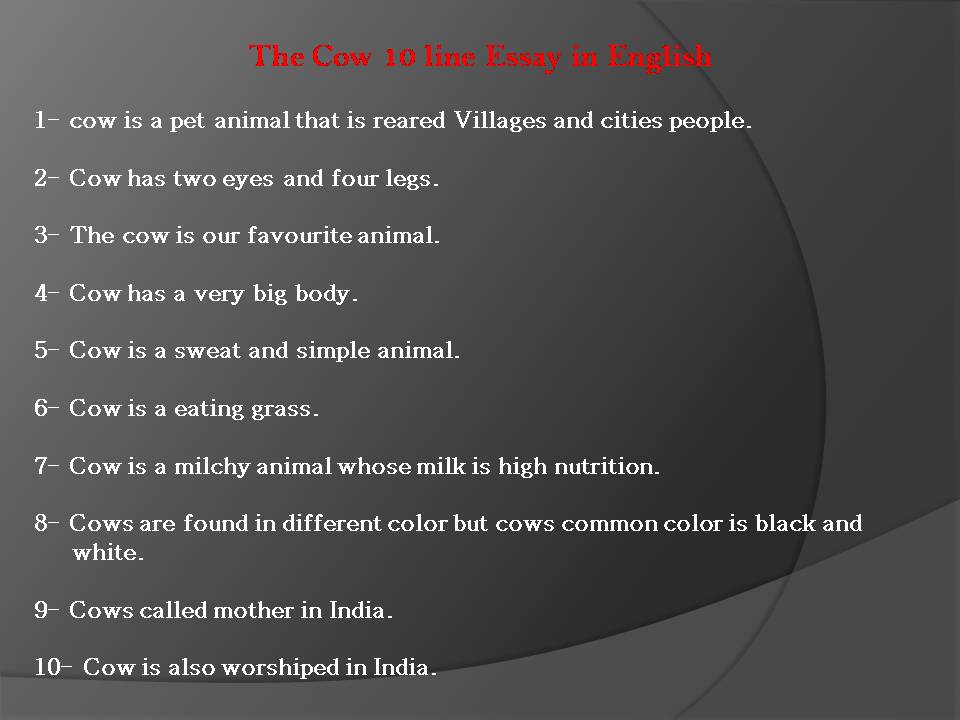 The Cow Essay 10 line for Class 2 | National Animal Cow Essay