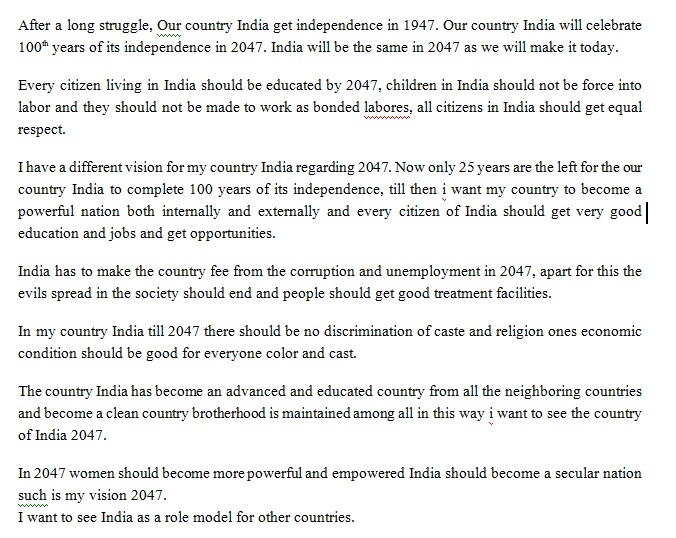 My Vision For India in 2047 | Postcard Essay on my vision for India 